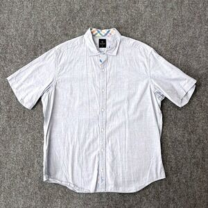 Tailorbyrd Collection Shirt Men's XL Blue White Micro Check Short Sleeve Cotton